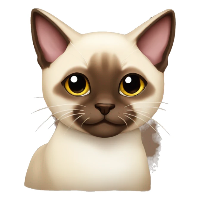 Funny chocolate seal point Siamese cat emoji anime style sticker