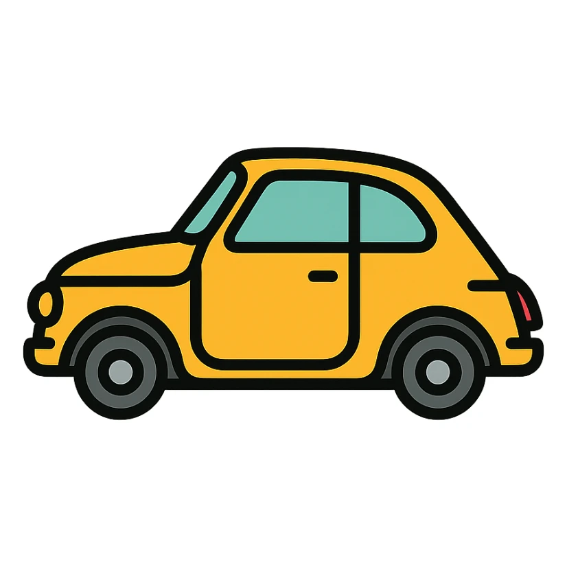 Fiat 500 car icon, clean and simple, modern style sticker
