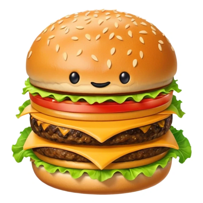 Burger and fries but separate and with faces sticker