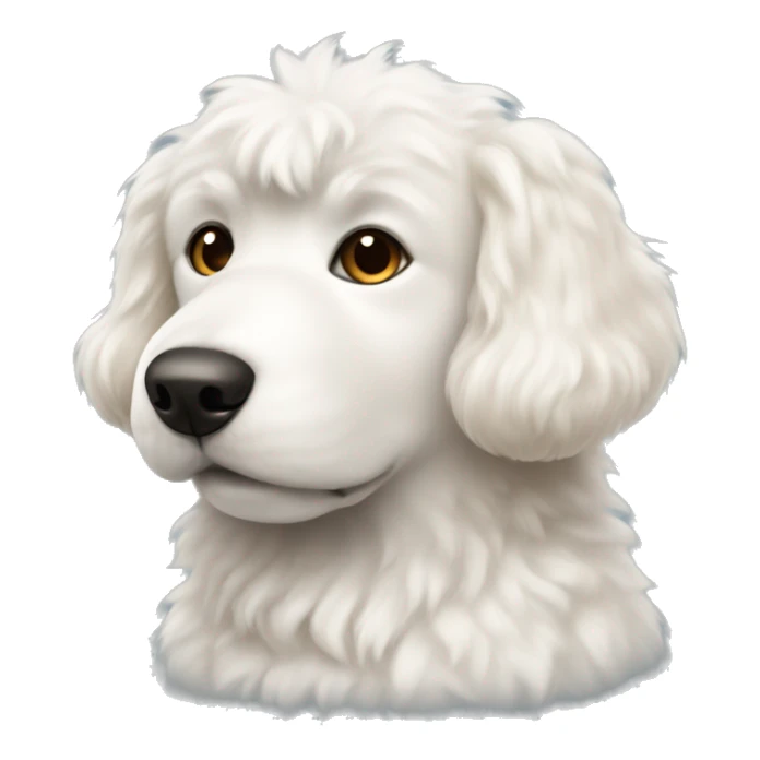 White fluffy dog with light brown spots and black eyes  sticker