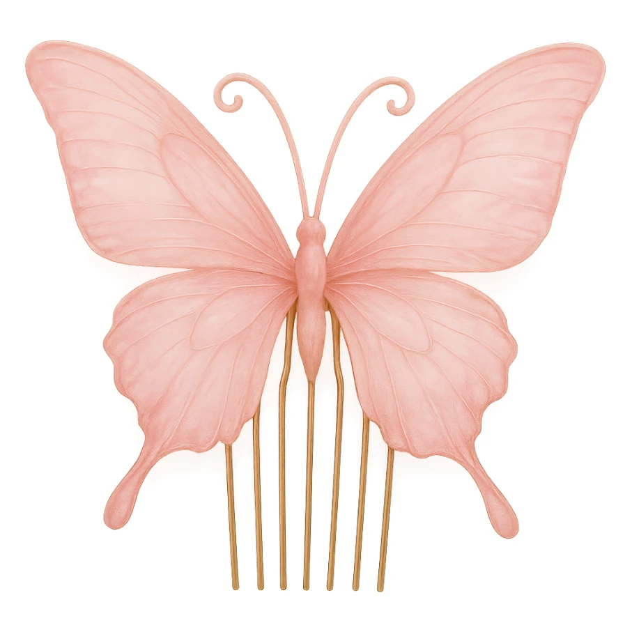 pink butterfly hair comb, soft and dreamy sticker