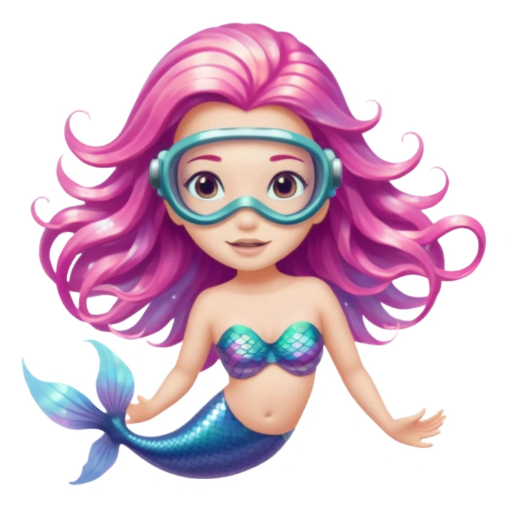 Mermaid wearing a light pink snorkel mask sticker