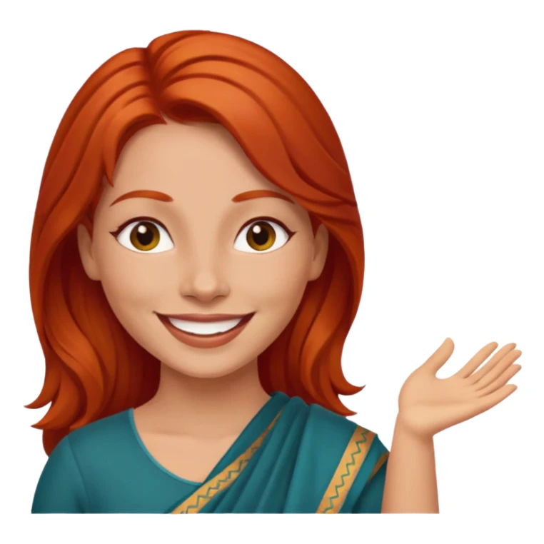Red head woman praising Indian woman sticker