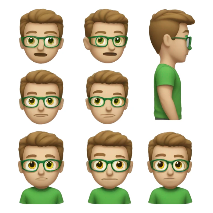 white nerd guy with brown with green t-shirt hair lifting weight sticker