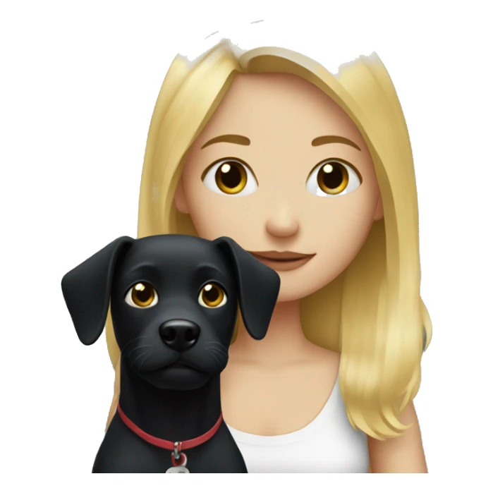 Blonde girl with black dog sticker