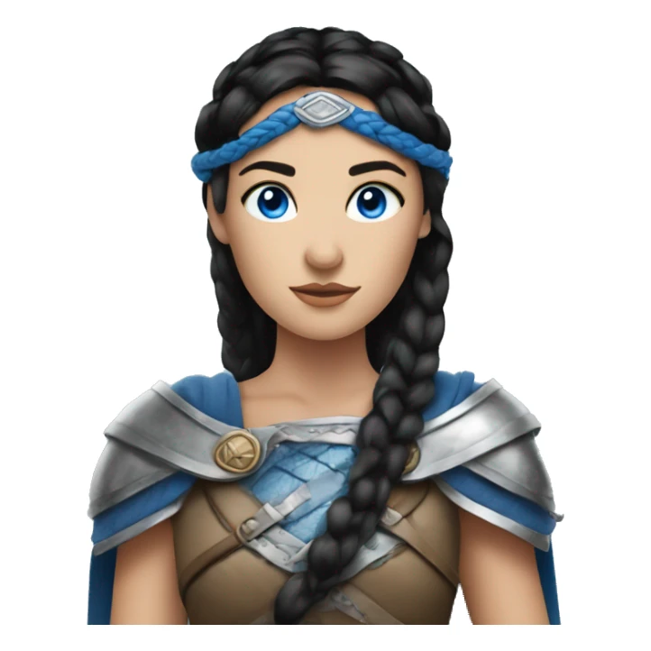 Shield maiden with Black hairbraid and blue eyes sticker