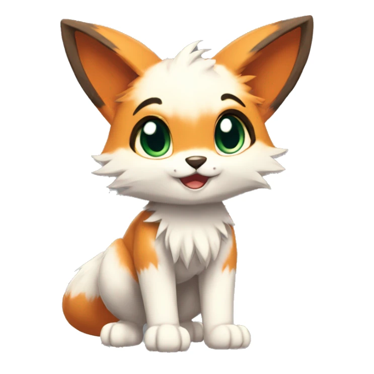 a anthro fur-sona chibi-style cat-fox-Fakémon-hybrid full body sticker