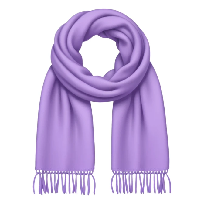 Realistic light pastel whitish purple lavender winter scarf isolated. sticker