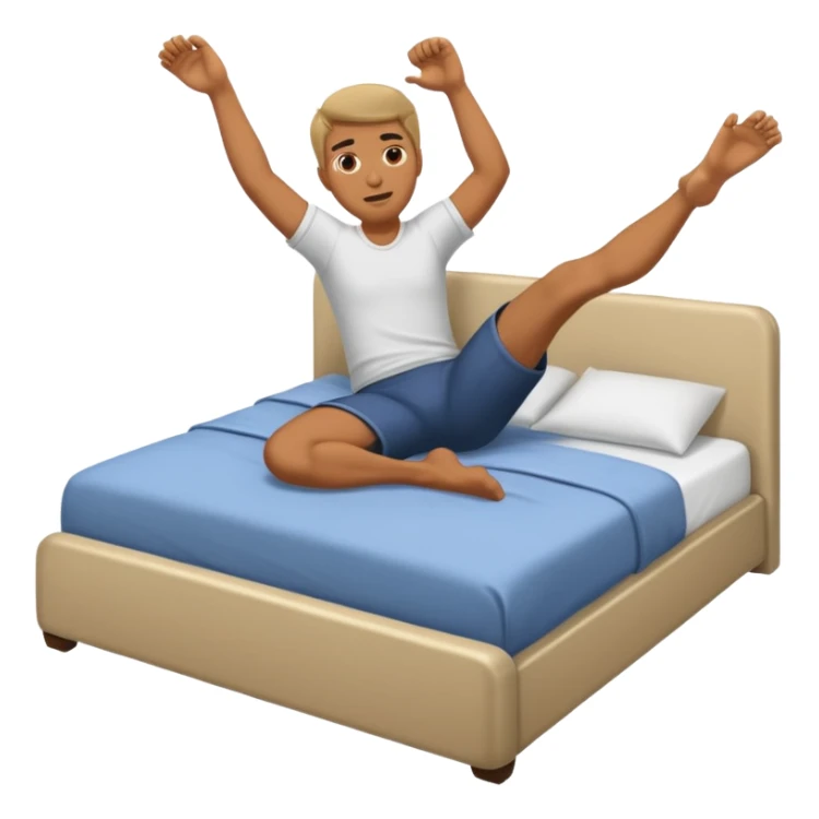 A guy laying in bed kicking his feet  sticker
