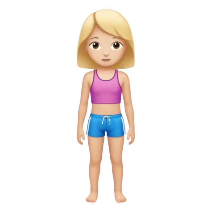 Child swimmer girl standing  only shorts no shirt sticker