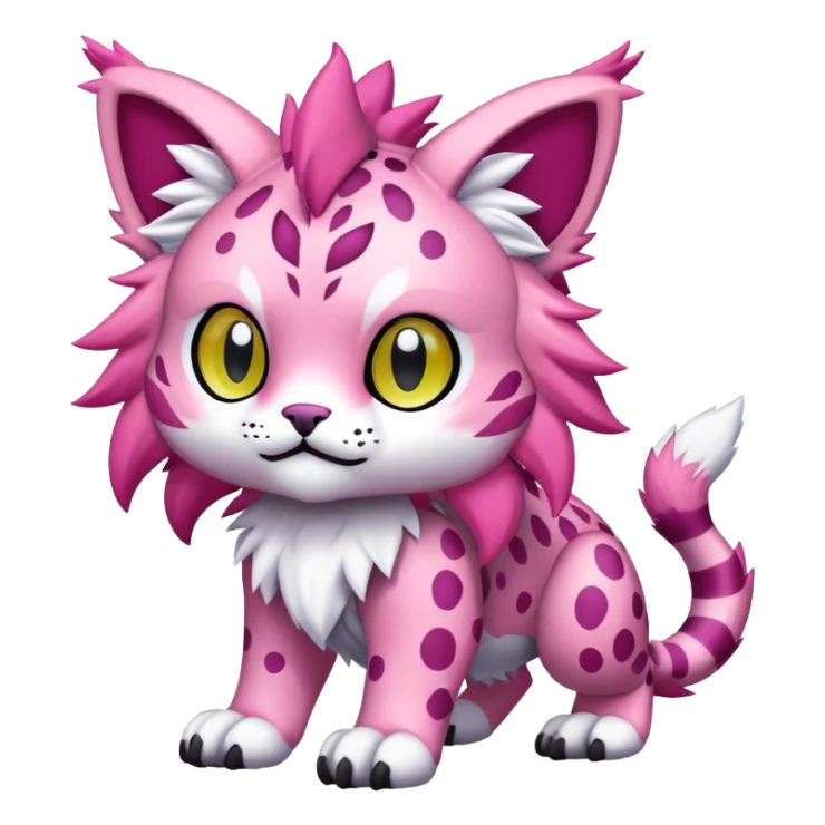 A pink lynx-fakemon-Digimon-creature-hybrid sticker