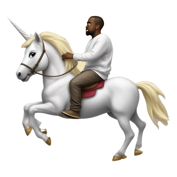 Kanye West riding a unicorn sticker