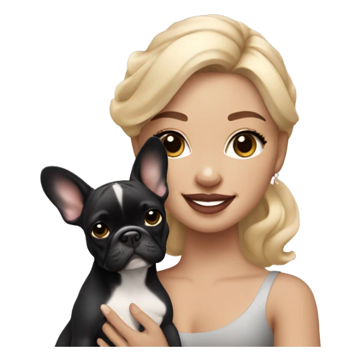 light-skinned and fair-haired dancer with a French bulldog puppy sticker