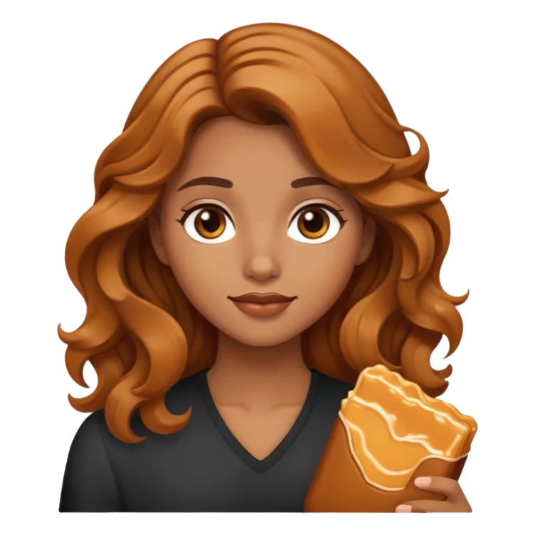 Una chica con cabello ondulado color caramelo, piel morena  sticker