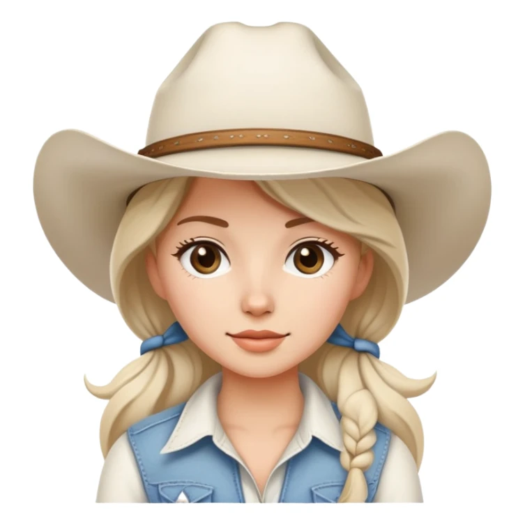 Cute country emoji with white cowgirl hat  sticker