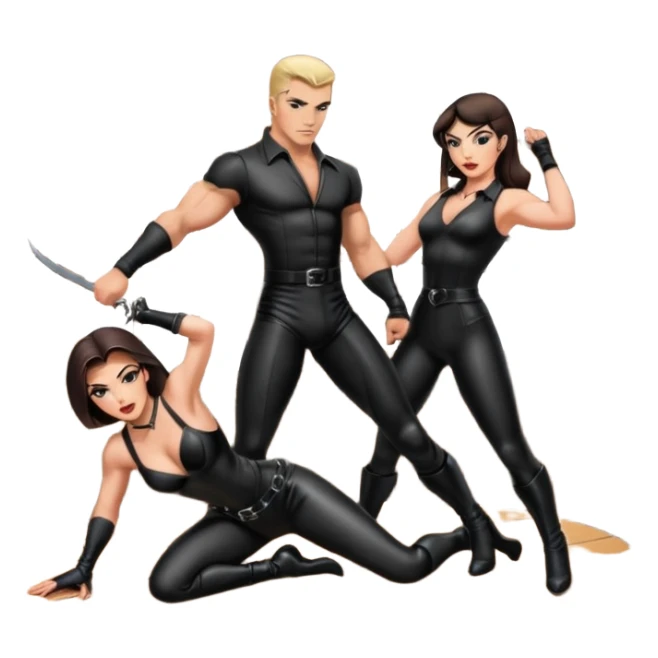 dominatrix whipping a submissive naked man, bent over a table sticker