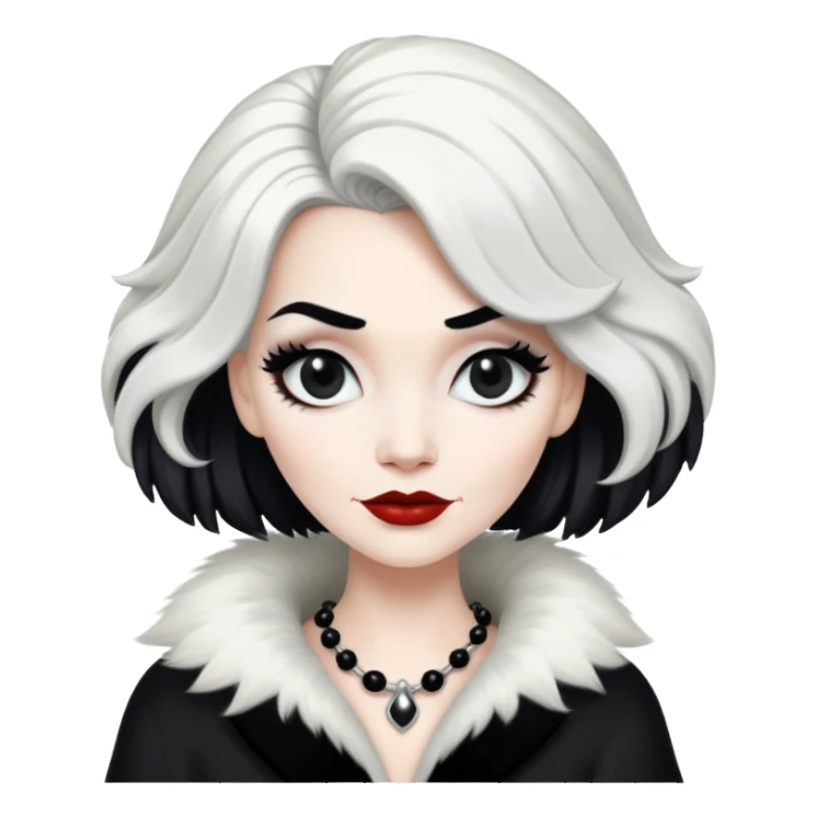 Cruella de Vil with black and white hair sticker