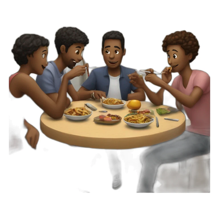 Group of friends eating at a table while smoking sigarets sticker