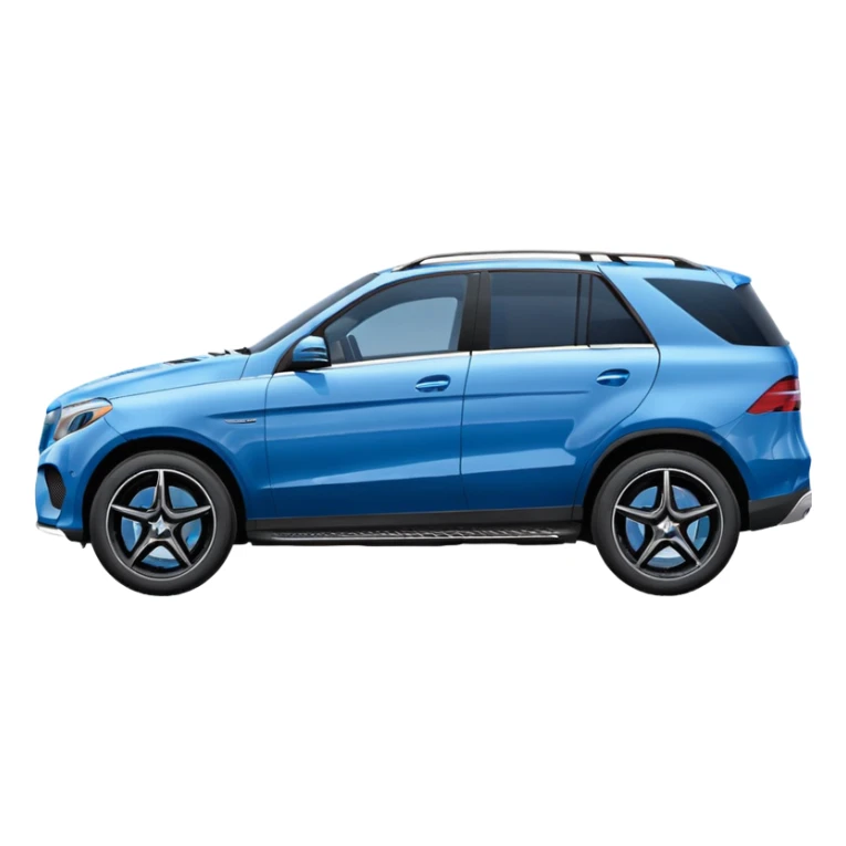 super simple pure side view black Mercedes GLE SUV minimal details compact rounded blue-tinted windows sticker
