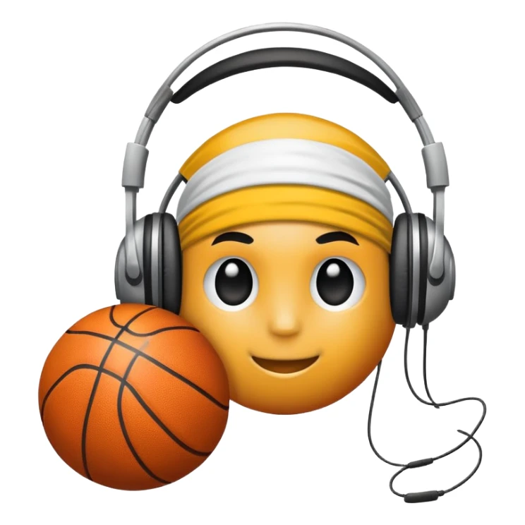 Basketball with a head band and headphones sticker