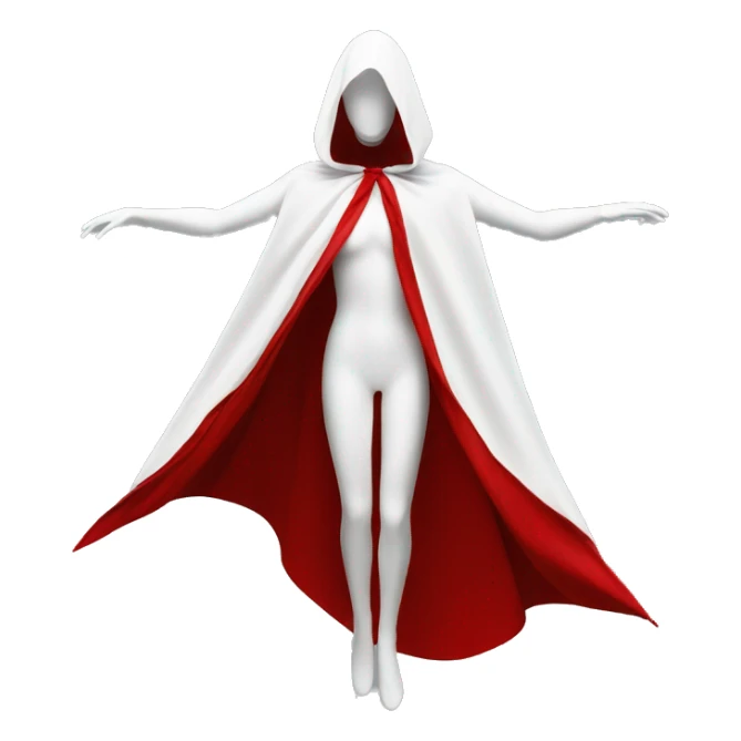 faceless white mannequin flying red cape without hood sticker