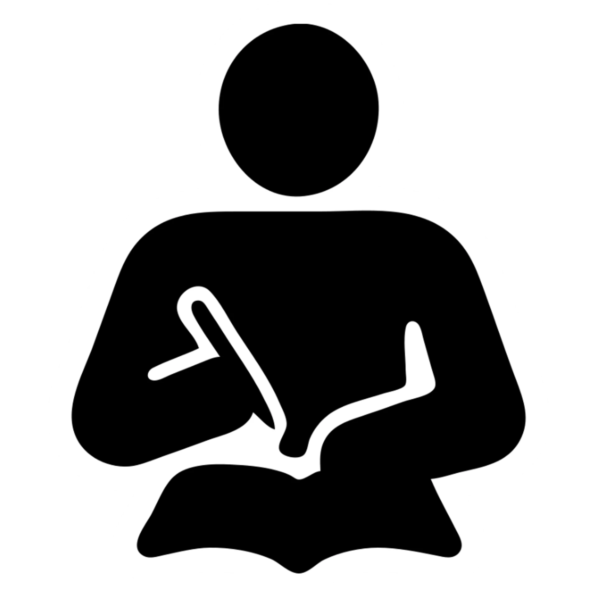 a human writing in a notebook sticker
