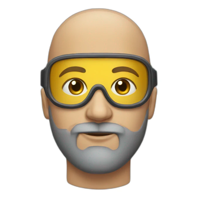 Bald head with beard, fit and wearing goggles sticker