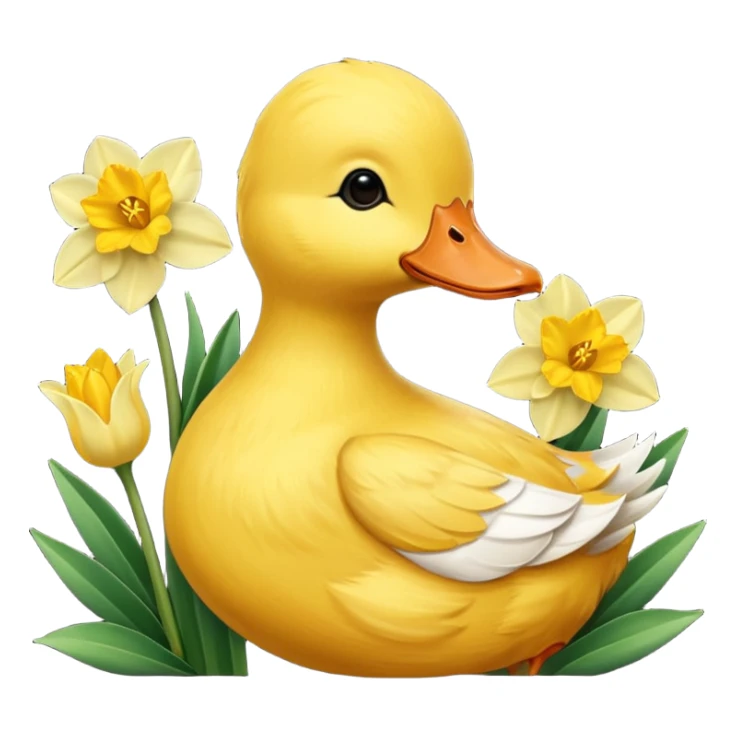 Duck holding daffodils sticker