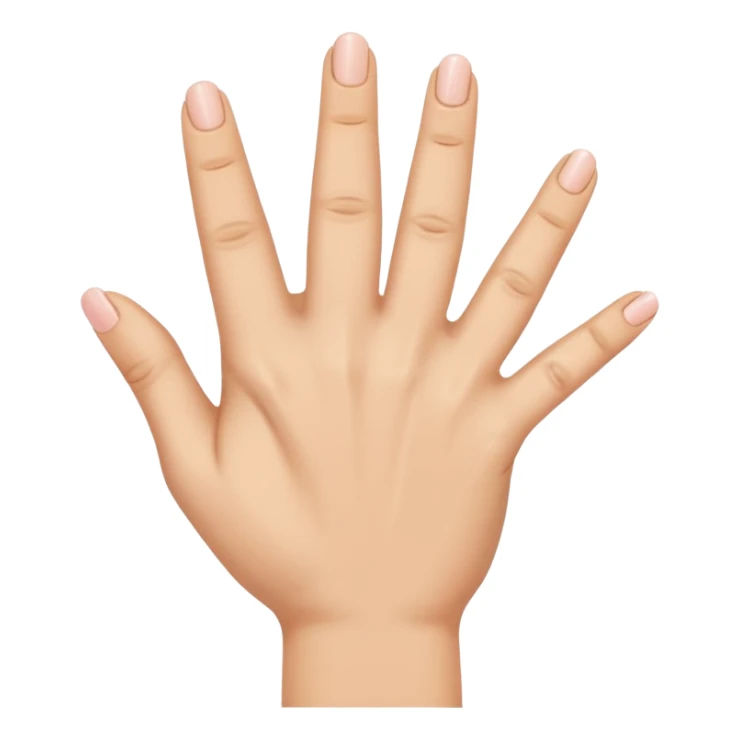 the ring finger, index finger, and middle finger facing up while the thumb and pinky finger are facing inwards towards the hand sticker