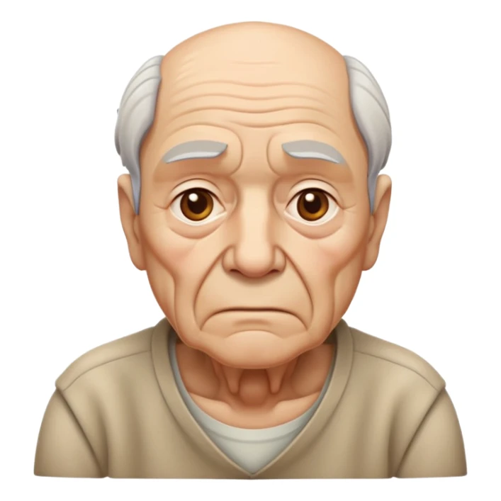 sad elderly man with wrinkles and drooping shoulders looking melancholic sticker