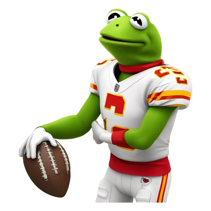 Kermit the Frog as the Kansas City Chiefs quarterback  sticker