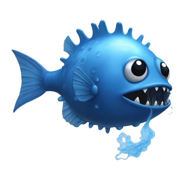 A blue angler fish with no lure and having blue smoke surrounding it ￼ sticker