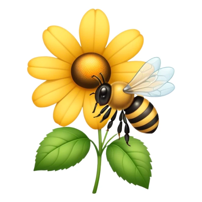 Flower with cute bee on it with a little bow sticker