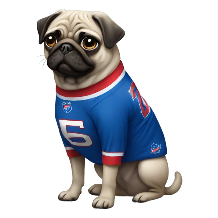 Pug wearing buffalo bills jersey standing sticker