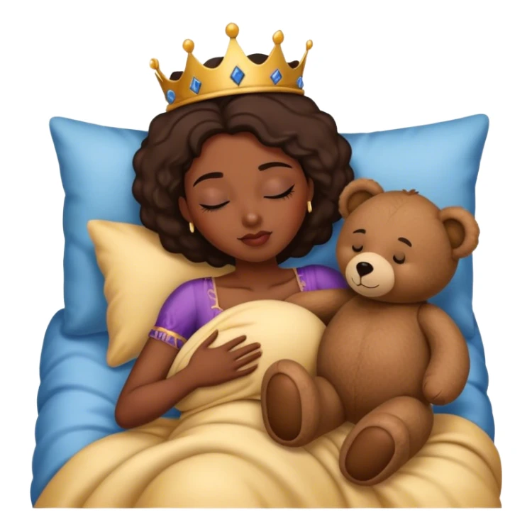 African American queen sleeping with teddy bear sticker