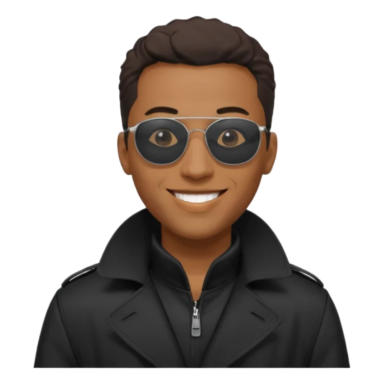 black man in black trenchcoat and matrix sunglasses sticker