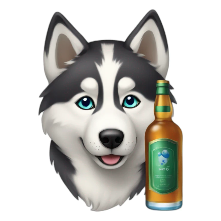 Husky with a whisky, green and blue eyed sticker