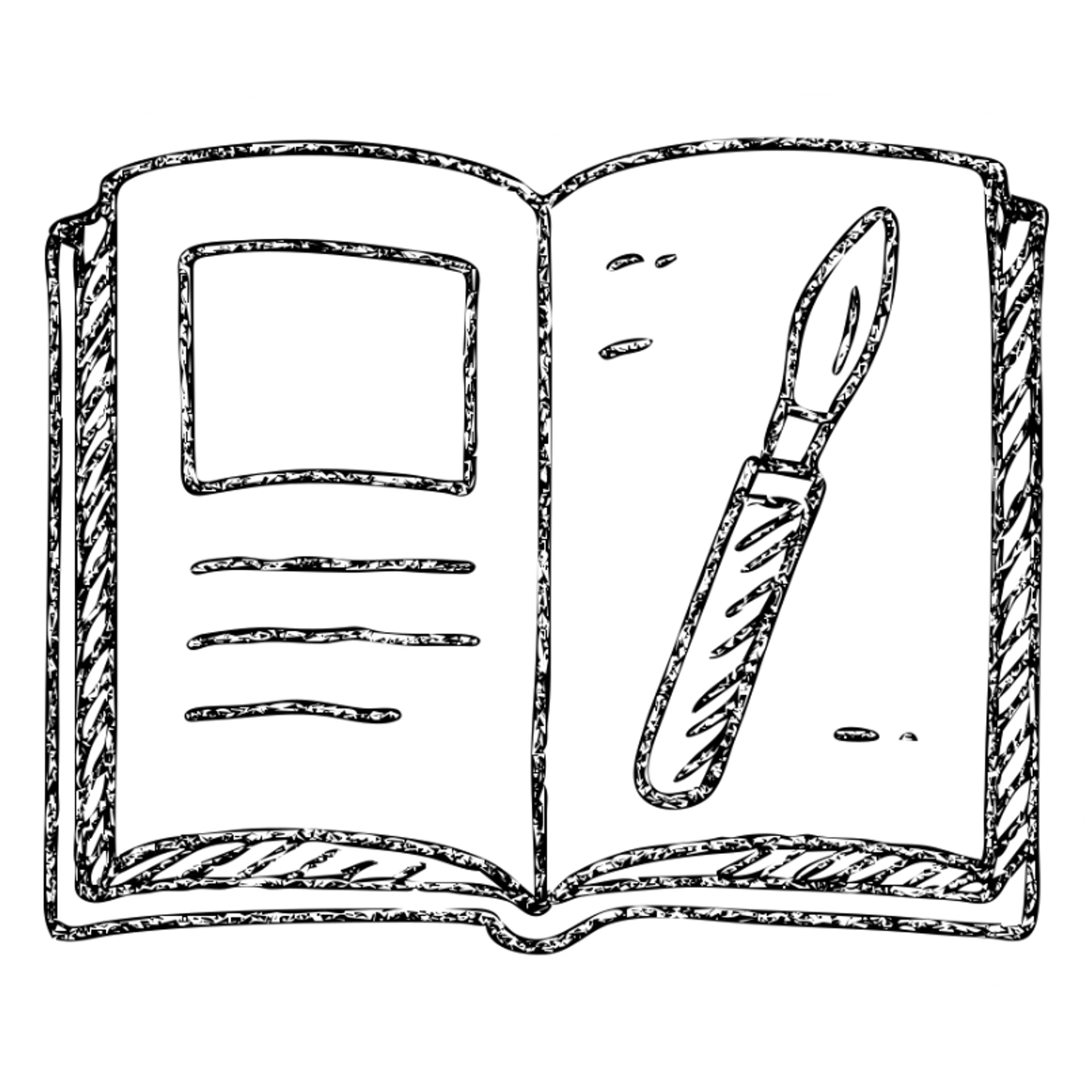 hand-drawn technical manual with a scalpel, scholarly and academia-minded sticker