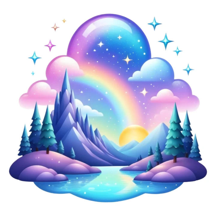 Iridescent divine celestial glistening glossy sparkly shiny glittery scenery  sticker