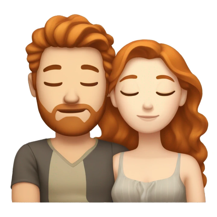 Brown haired husband and ginger haired wife sleeping together sticker