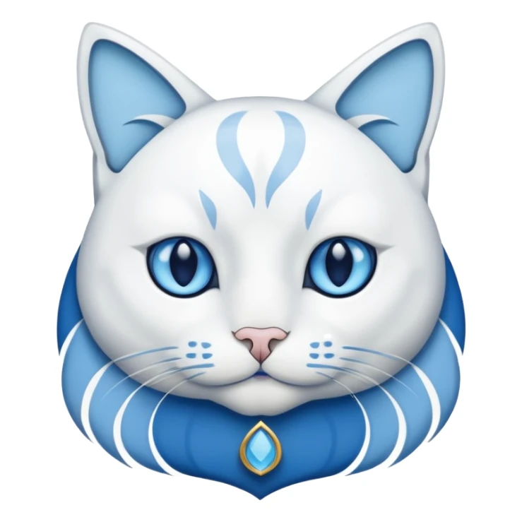 White blue Cat art nouveau sticker
