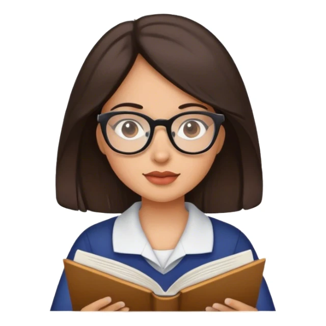 Chica leyendo con gafas pelo moreno sticker