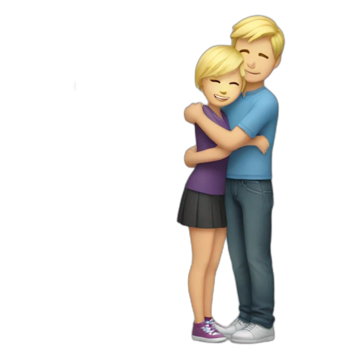 Short blonde hair girl hugs tall boy sticker