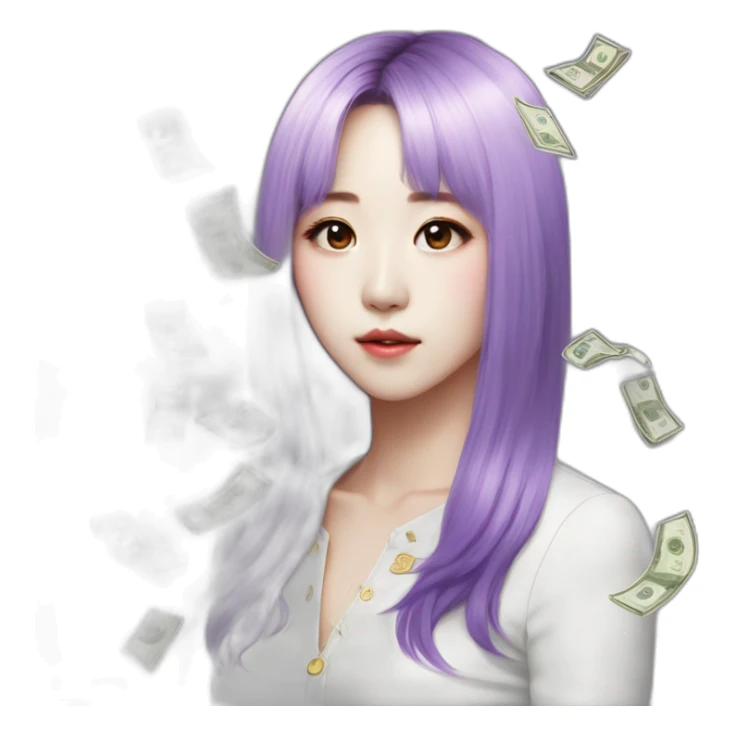 Moonbyul-purple-hair with money sticker
