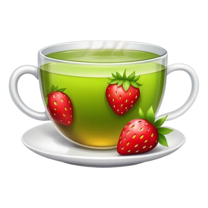 strawberry and a cup of green tea together sticker