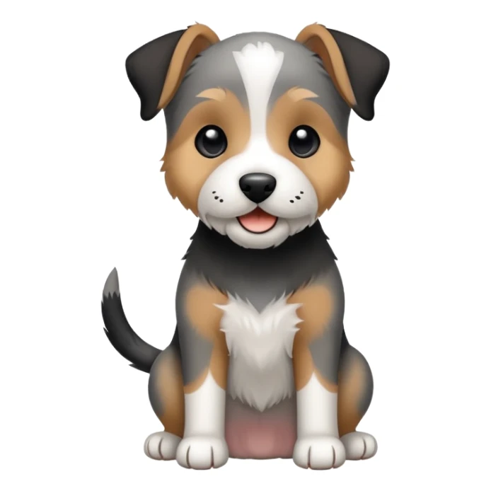 happy parson terrier, grey and black fur wagging tail sticker