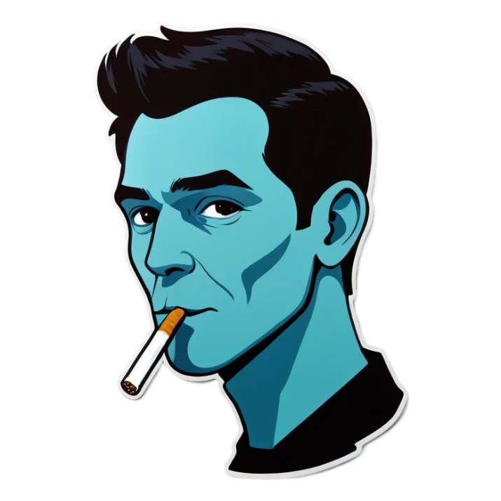 Person with a cigarette in their mouth sticker