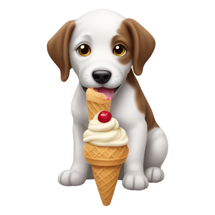 Puppy eating ice cream sticker