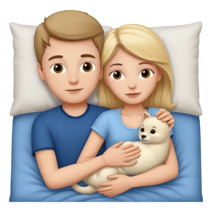 A white girl and a white boy in bed cuddling  sticker