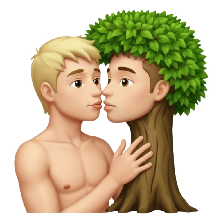 Sheep man with no shirt kissing a tree sticker